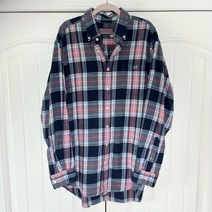 Vineyard Vines Tucker Shirt Flannel Cotton Plaid Pink Blue Size Large Preppy